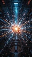 Poster - Futuristic Explosion of Light in a High-Tech Space Environment