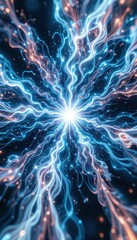 Poster - Vibrant Energy Burst with Flowing Light Trails in Dark Background