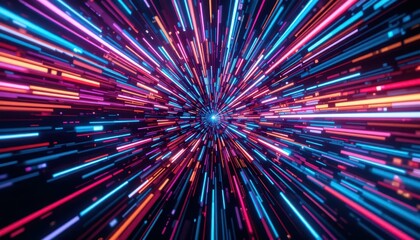 Poster - Colorful Burst of Light Rays Creating Dynamic Energy Effect