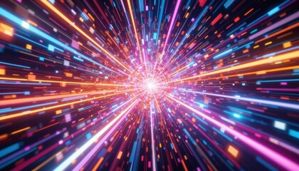 Poster - Colorful Light Burst Abstract Background in Motion with Bright Colors