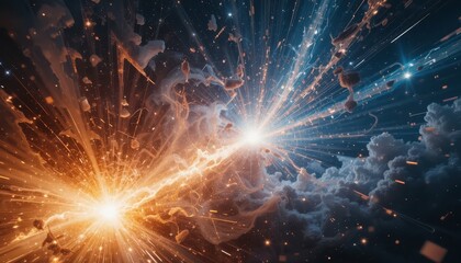Poster - Dynamic Energy Burst with Colorful Explosions and Abstract Clouds