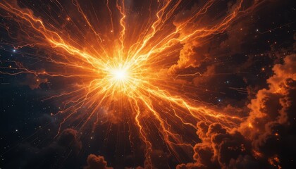 Poster - Dynamic and Vibrant Explosion of Energy with Radiant Light Effects