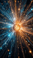 Poster - Abstract Burst of Light and Energy with Blue and Orange Details