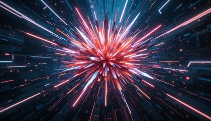 Poster - Explosive Burst of Colorful Light in Futuristic Abstract Background