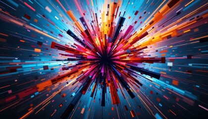 Poster - Vibrant Explosion of Colorful Geometric Shapes in Motion