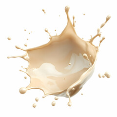 Poster - Realistic beige milk cream splash on a white background