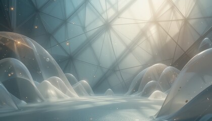 Poster - Breathtaking fluid dynamics display in a futuristic dome digital art environment evoking calm and wonder