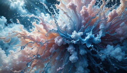 Poster - Abstract Colorful Water Splash With Soft Textures and Light Rays