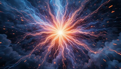 Poster - Powerful Energy Burst with Radiant Light and Dynamic Motion Effect