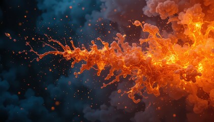 Poster - Vibrant Abstract Fire and Smoke Explosion with Dynamic Movement