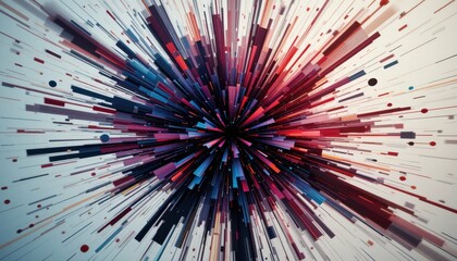 Poster - Colorful Explosion of Abstract Shapes and Lines in Dynamic Motion
