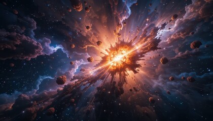 Poster - Majestic Cosmic Explosion with Vibrant Colors and Stars