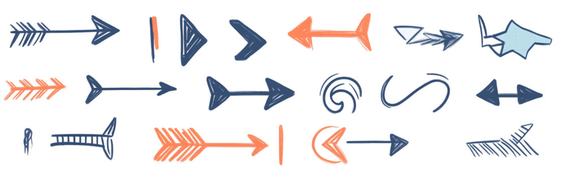 Hand-drawn doodle-style arrows, simple vector graphics