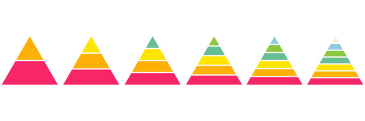 Wall Mural - pyramid infographic templates group. triangle hierarchy data elements collection. vector illustratio