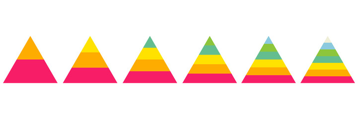 Wall Mural - pyramid infographic chart collection. triangle hierarchy data segments collection. vector illustrati