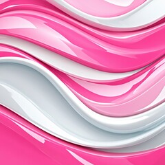 Poster - abstract image of pink and white wavy lines, glossy texture, flowing design, 3d rendering, modern ar