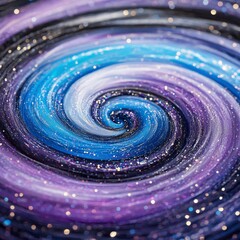 Poster - abstract swirling vortex of blue, purple, and white with glittering particles. cosmic and dreamy atm