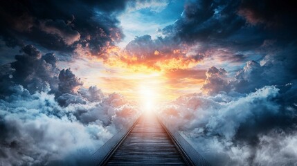 Leinwandbilder - Majestic sunrise over a cloudy horizon dreamlike landscape serene atmosphere inspirational viewpoint