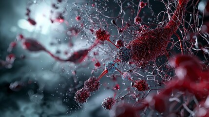 Poster - Exploring cellular processes microscopic world scientific visualization digital art abstract representation