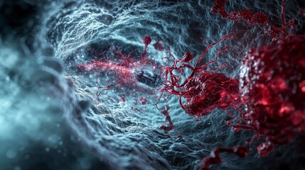 Aufkleber - Exploring blood cell dynamics in the human body medical animation biological environment microscopic viewpoint