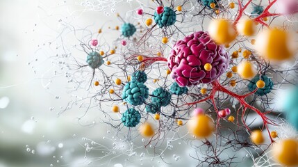 Poster - Neural network activity visualization laboratory setting scientific illustration digital environment close-up view innovative technology