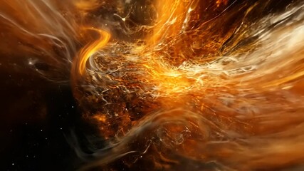 Poster - Dynamic swirl of orange and white hues in a cosmic space scene depicting energetic movement and vibrant colors