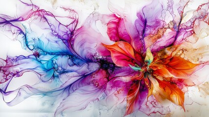 Poster - Vibrant fluid art creation abstract nature digital artwork colorful environment close-up view artistic expression