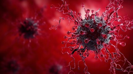 Poster - Cancer cell microscopy laboratory research scientific visualization dark environment close-up view medical insights
