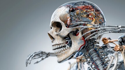 Fototapete - Anatomy exploration intricate human skeleton model studio setting digital art educational concept