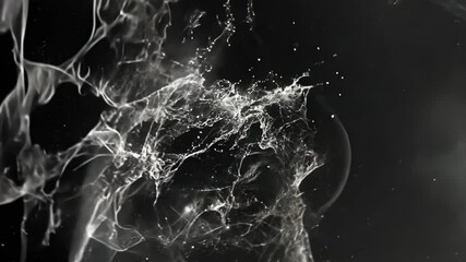 Poster - Abstract representation of fluid movement with monochrome elements and dynamic shapes showcasing elegant patterns in water
