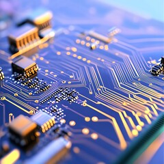 Poster - Intricate Golden Circuit Board Close up