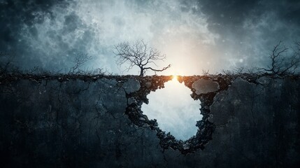 Fototapete - Dramatic landscape transformation nature digital art surreal environment elevated viewpoint conceptual imagery