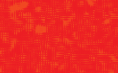 Poster - Red halftone dots red color pattern gradient grunge texture background. Dot pop art comic sport style vector illustration