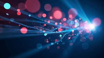 Poster - Colorful Abstract Light Trails with Glowing Bokeh Effect in Dark Background for Creative Visual Projects