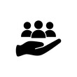 © Ilhamdh - hand icon and group of people, simple flat style, pictogram logo sign symbol vector illustration, isolated on white for mobile app