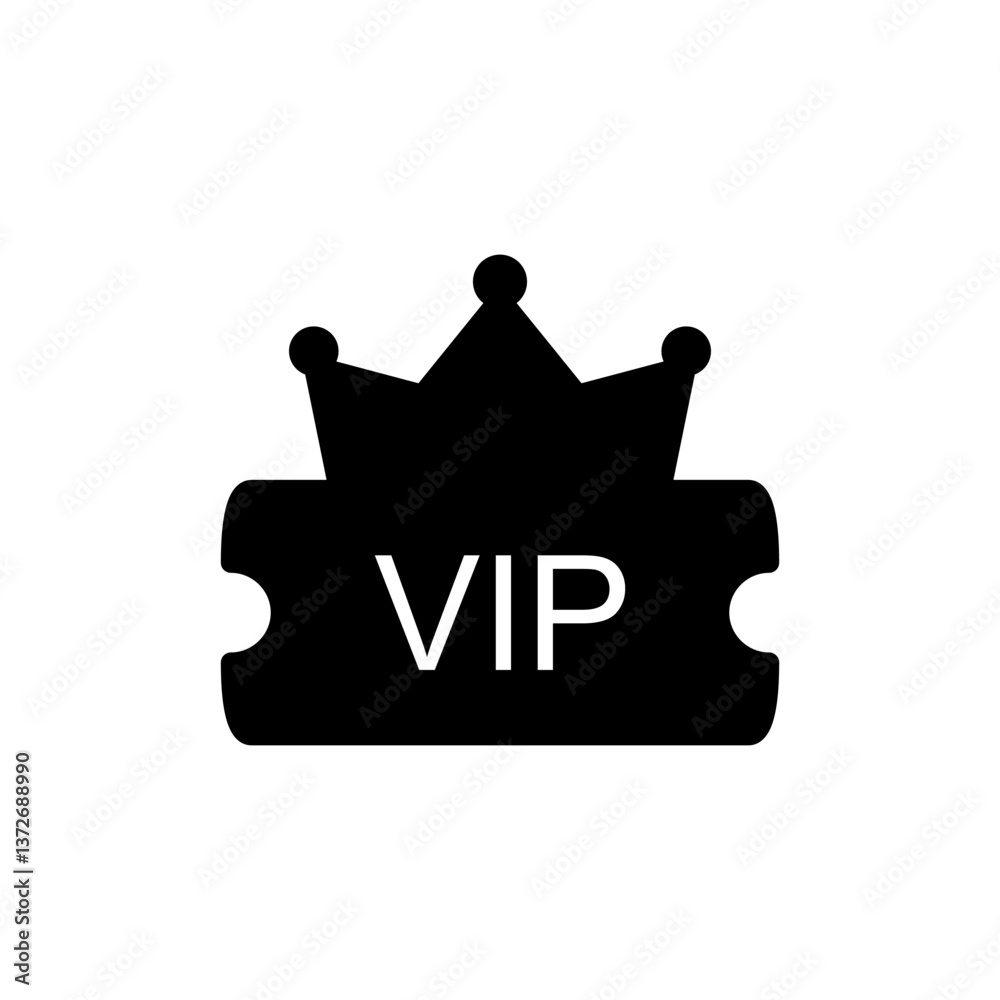 Vip Only Pictogram vip ticket icon with crown, simple flat style, illustration, logo sign ...