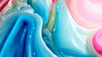 Poster - Colorful abstract patterns blend together in smooth waves showcasing vibrant paint textures and swirling forms