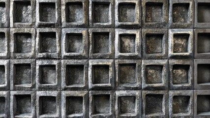 Poster - Textured concrete wall featuring geometric patterns in a modern architectural setting