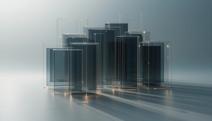 Poster - Exploring innovative architectural designs in abstract structures urban environment digital art minimalist viewpoint futuristic concept