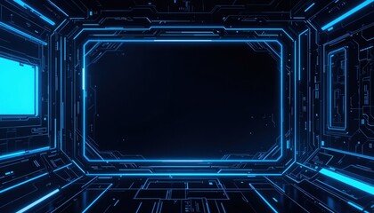 Fototapete - Futuristic digital framework virtual environment 3d render technology abstract high-tech scene
