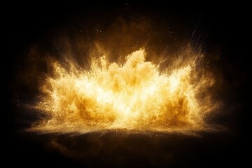 Poster - Golden explosion on a black background with dynamic energy and radiant light creating a captivating visual effect for design