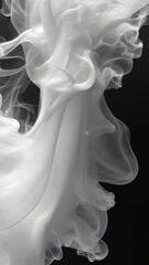 Poster - Swirling white smoke against a dark background creates a mesmerizing visual effect in an artistic display of movement