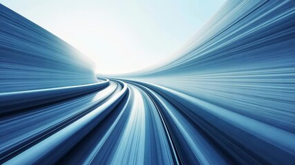 Poster - Futuristic Train Movement Through Urban Landscape with Blurred Lines and Bright Light Effect