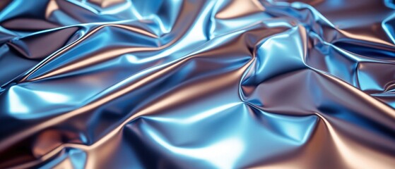 Poster - Abstract Metallic Fabric Texture with Blue and Copper Tones for Modern Design and Luxurious Visuals