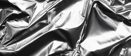 Poster - Captivating Silver Fabric Texture with Dramatic Folds and Reflective Surface for Modern Design Projects