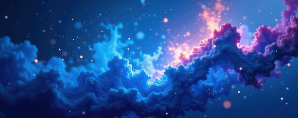 abstract blue nebula, vibrant cosmic swirls, mystical liquid , biology, science, stardust