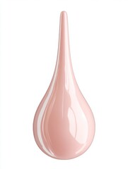 Poster - Elegant Pink Drop with Smooth Glossy Surface on White Backdrop in Studio Lighting for Cosmetic Design
