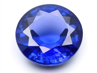 Poster - Captivating sapphire gem on white backdrop showcasing brilliant cut and intense blue hue for jewelry design