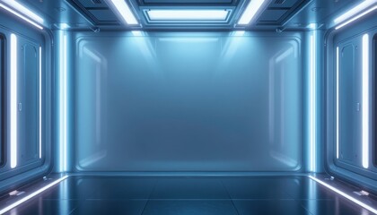 Poster - Futuristic event space design modern studio 3d rendering high-tech environment wide angle view innovative concept for visual impact