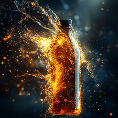 Aufkleber - dynamic water splash action studio setting captivating visuals dark environment close-up perspective
